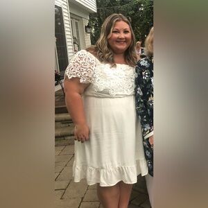 White Lace Overlay Women’s Dress